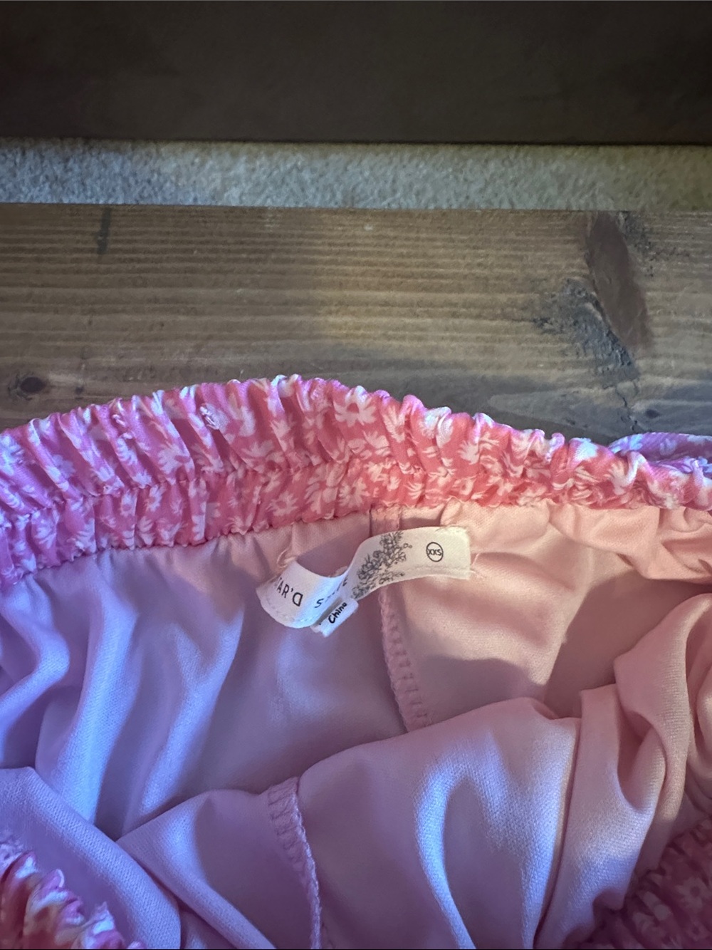 Floral Pink Ruffle Mini Skirt with Waist Tie - Picture 2 of 2